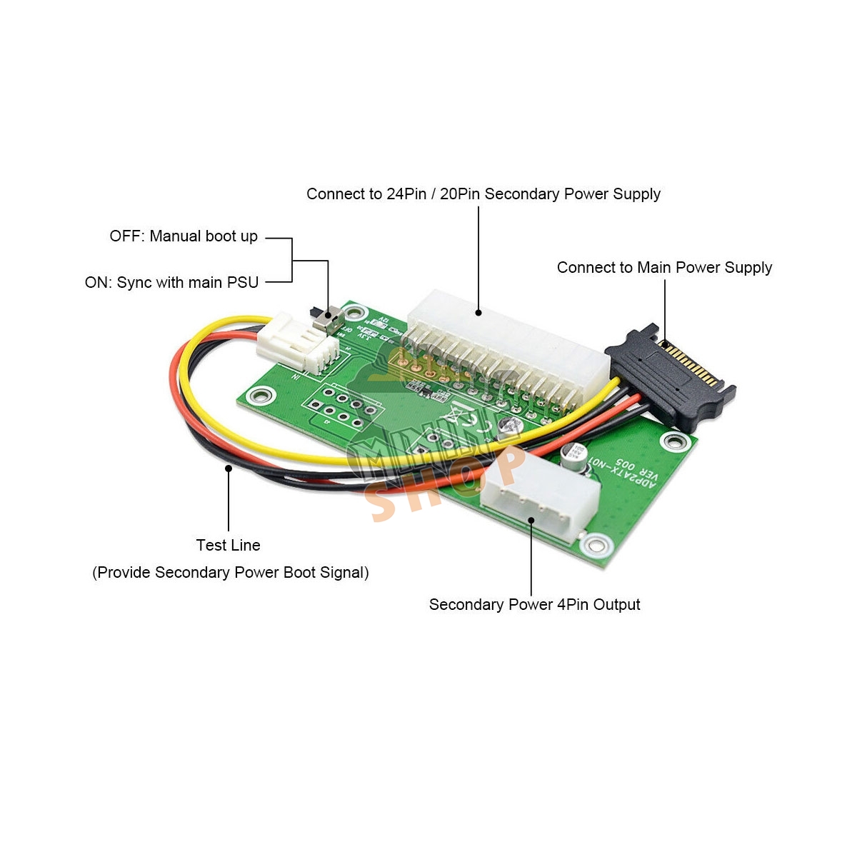 Dual Relay PSU Power Supply Adapter ATX 24-Pin 4-Pin Sync Starter - dual relay psu power supply adapter atx 24 pin 4 pin sync starter @ 5 - Mining Shop